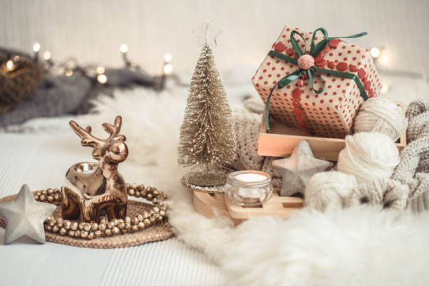 istock Christmas still life background with festive decor. 1174888034