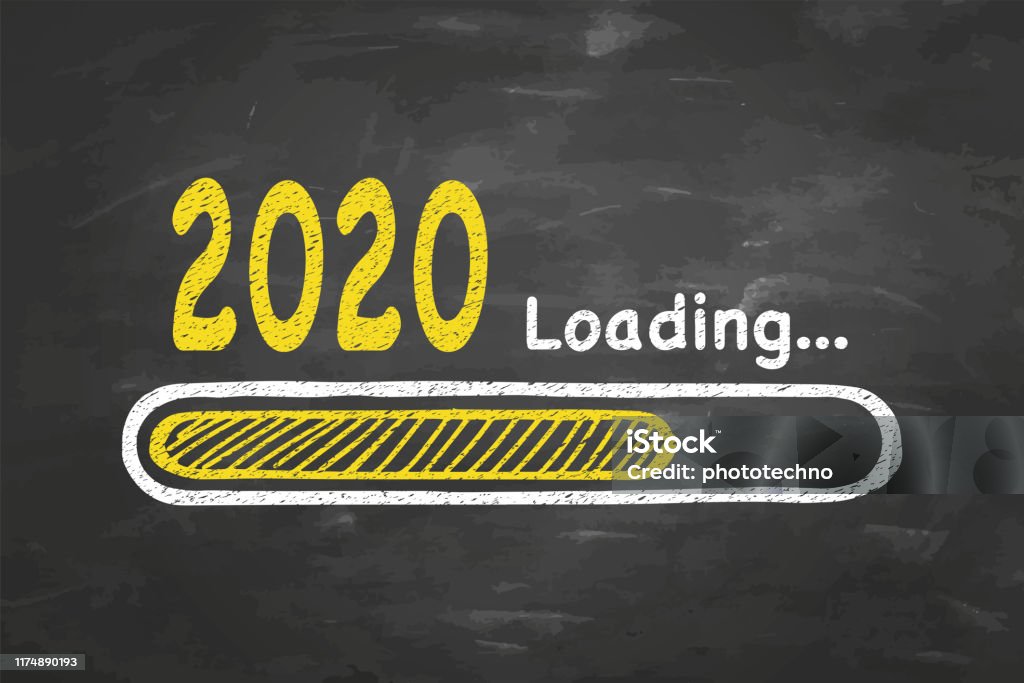 2020 Loading Screen Loading New Year 2020 On Blackboard Background Stock Illustration ...