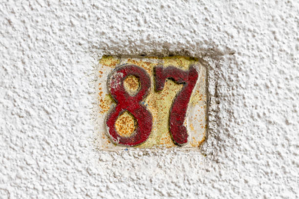 istock Street number sign on the wall 1174893528