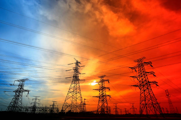 istock Electric tower, silhouette at sunset 1174893880