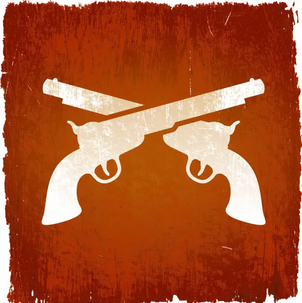 Vector illustration of Wild west handguns on royalty free vector Background