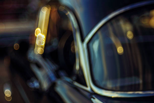 istock Close-up view vintage American auto details with bubble bokeh effect. 1174897227