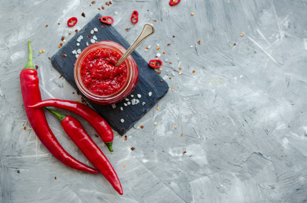 Red hot chili jam with fresh ingredients