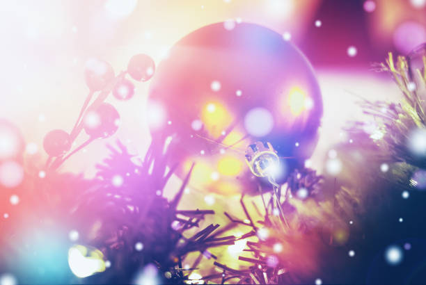 Christmas Background with bokeh light; Blurred Xmas background