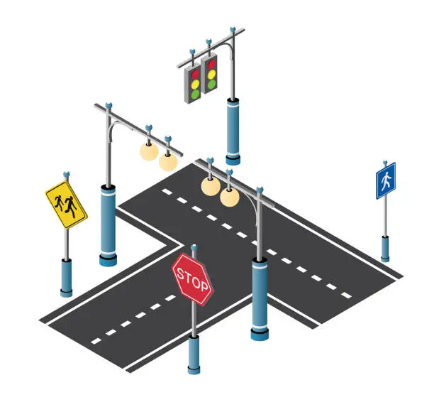 Vector illustration of City driveway street with road