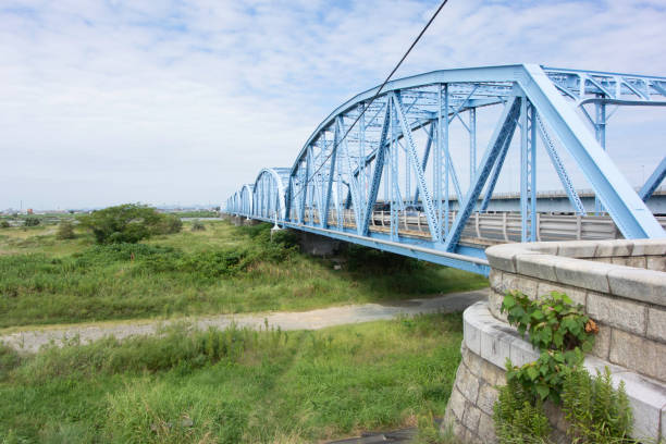 Tenryugawa bridge between Iwata city and Hamamatsu city. stock photo