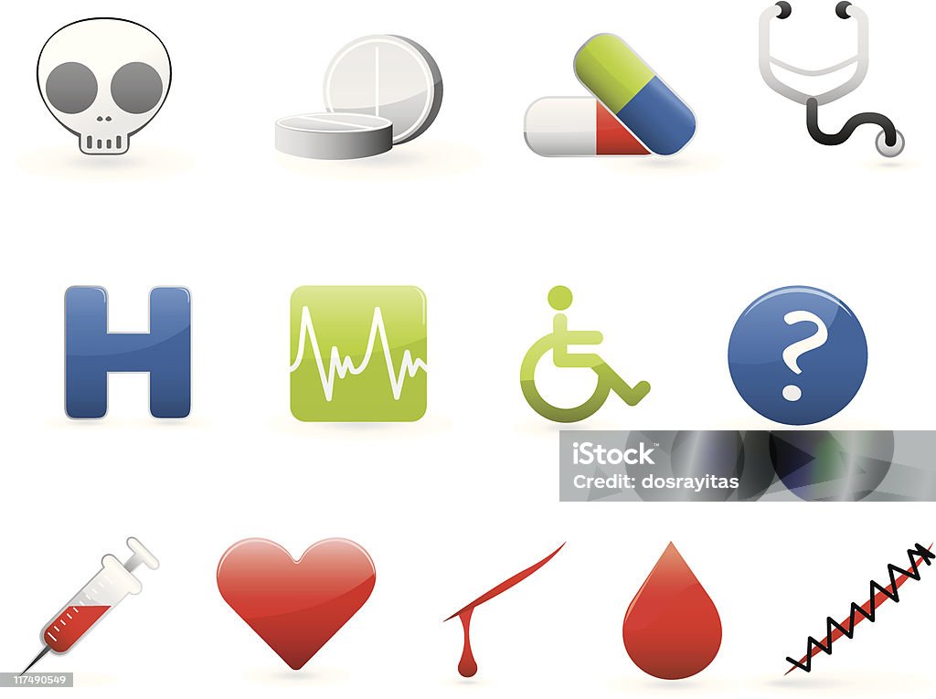 Kolorowe medical ikony zestaw 2 - Grafika wektorowa royalty-free (Badanie lekarskie)