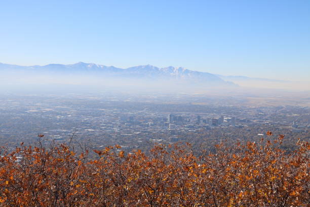 Photo of Salt Lake Valley from summit of Mt Van Cott, Wasatch Range, Utah