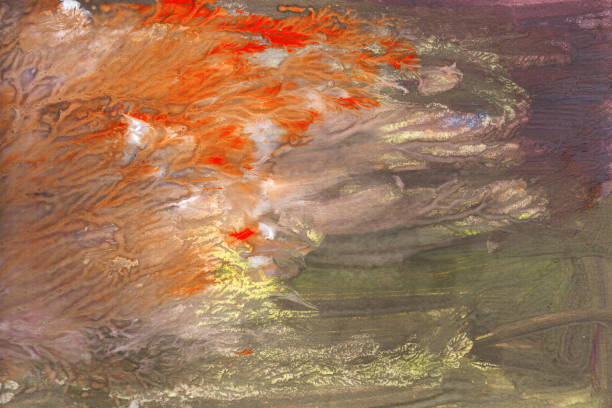 istock abstract textural background with orange and green, yellow, violet paint lines with white divorces 1174907524