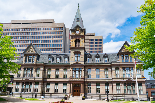 Halifax, Canada - June 19, 2019: Halifax City Hall building on the Grand Parade Square in Halifax, Nova Scotia, Canada