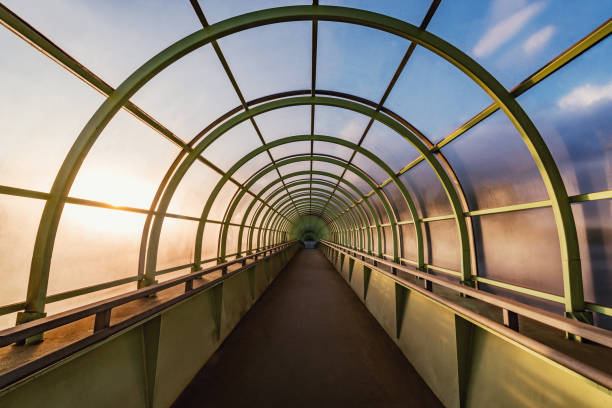 istock Metal and glass corridor. 1174911001