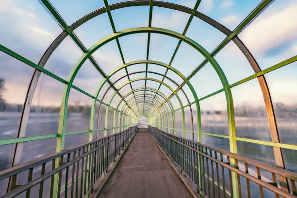 istock Metal and glass corridor. 1174911013