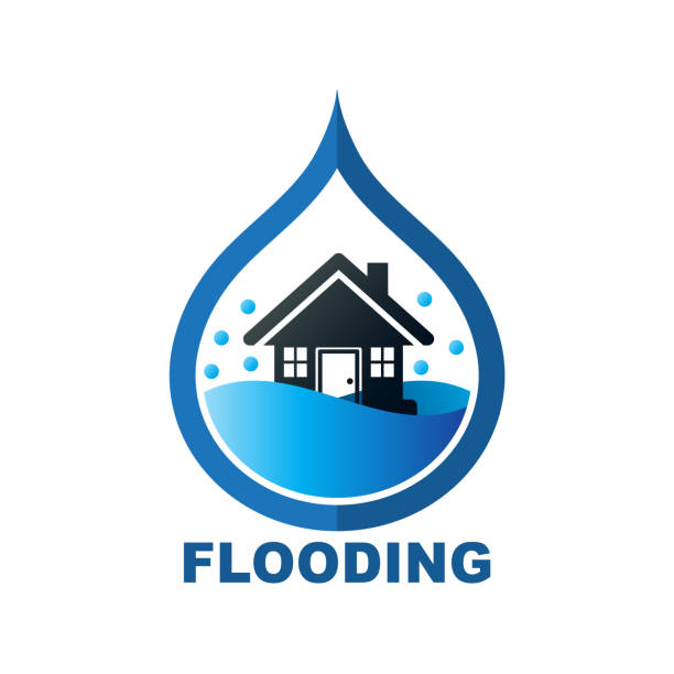 house flooding house flooding. eps 10 vector file flooded home stock illustrations