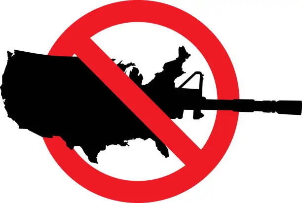 Vector illustration of No USA Semi-Automatic Weapon Icon