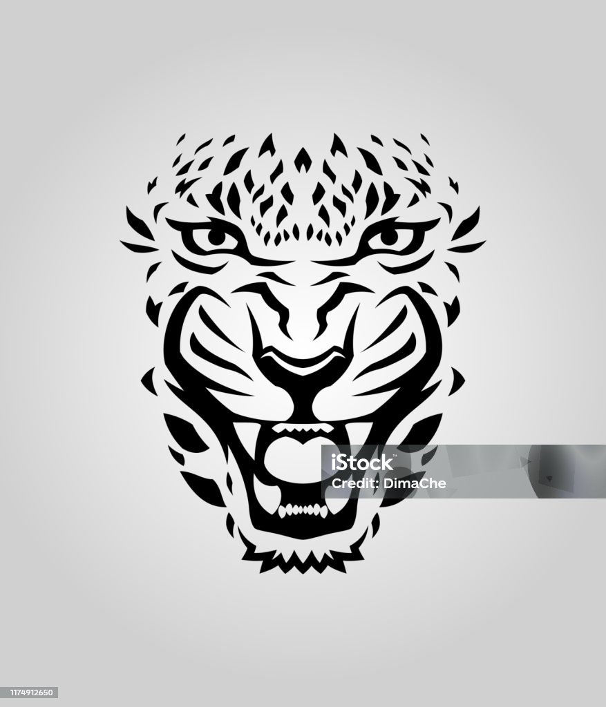 Leopard, tiger, or cougar face cut out silhouette Leopard, cougar or tiger face vector cut out silhouette Tiger stock vector
