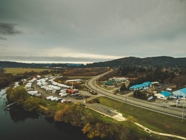 istock Drone image of Coquille Oregon 1174913582