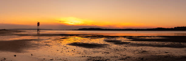 Sunset at Hollering Place in Coos Bay Oregon, panoramic image