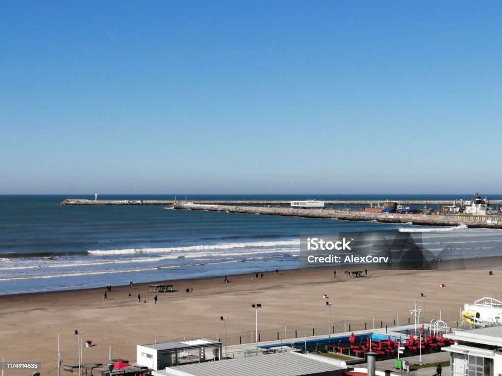 Playa Grande beach at Mar del Plata, Buenos Aires Province, Argentina Love - Emotion Stock Photo