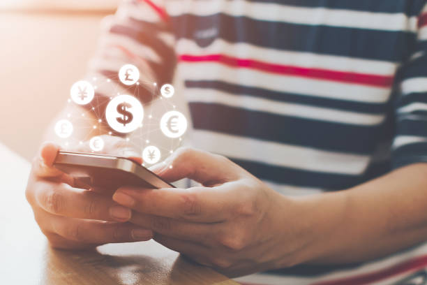istock Close up image hand using mobile phone with online transaction application, Concept financial technology (fintech) and ICO Initial coin offering business financial internet innovation technology 1174915639