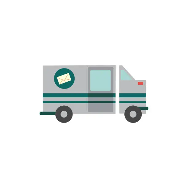 Vector illustration of Vector flat cargo vehicle icon