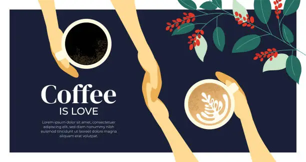 Vector illustration of Design poster with coffee and love