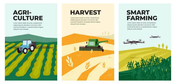 Vector illustration of Illustrations of agriculture, harvest, smart farming