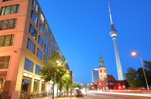 Berlin downtown Mitte night cityscape Germany