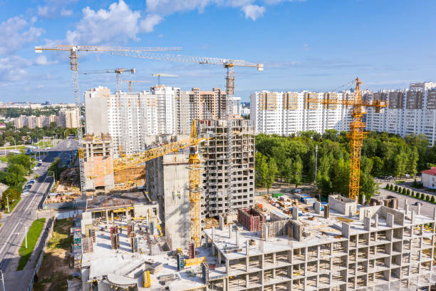 istock development of new city residential area. panoramic image of construction site 1174932174