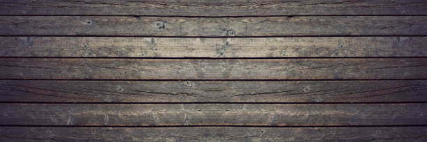 vintage old real wood stripe floor texture background in panoramic wide scale stock photo