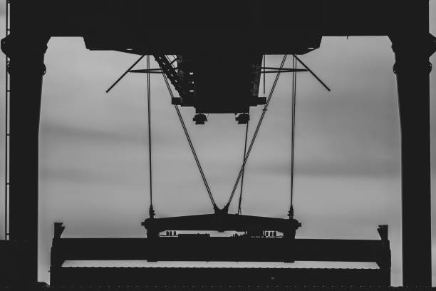 Mine Shaft structure in Asturias, known for being a rich coal region in the north of Spain.  Black and white picture. Shot with Canon EOS 5D