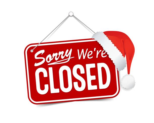 Red sign Sorry we are closed Red sign Sorry we are closed for holidays, with shadow isolated on white background. Realistic Design template - Vector clothing hang tags stock illustrations