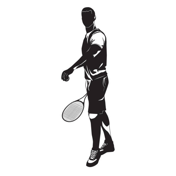 tenisistka czarna sylwetka na białym tle, ilustracja wektorowa - squash tennis stock illustrations