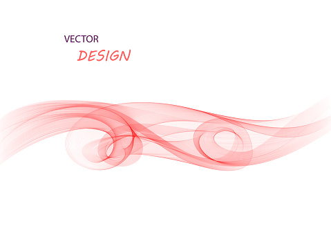 Vector abstract background. Red swirling wave on white background eps10