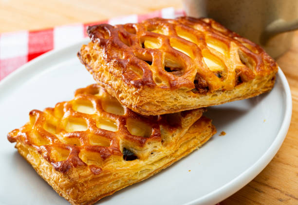 istock Tasty bakery puff cakes with goat cheese at plate, nobody 1174945043