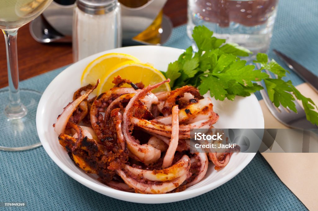 Deep Fried Squid Tentacles Stock Photo - Download Image Now - Appetizer