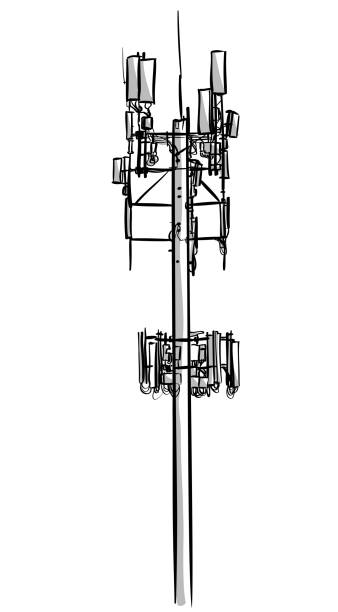 Cellphone Tower Sketch Sketch of a tall cellphone tower cell tower stock illustrations