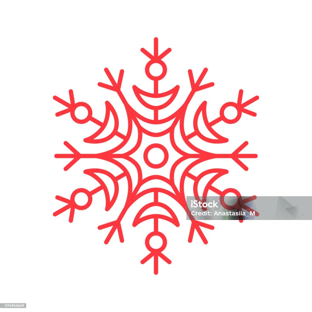 Shape Red Snowflake Red Snowflake Isolated On White Background Stock Illustration ...
