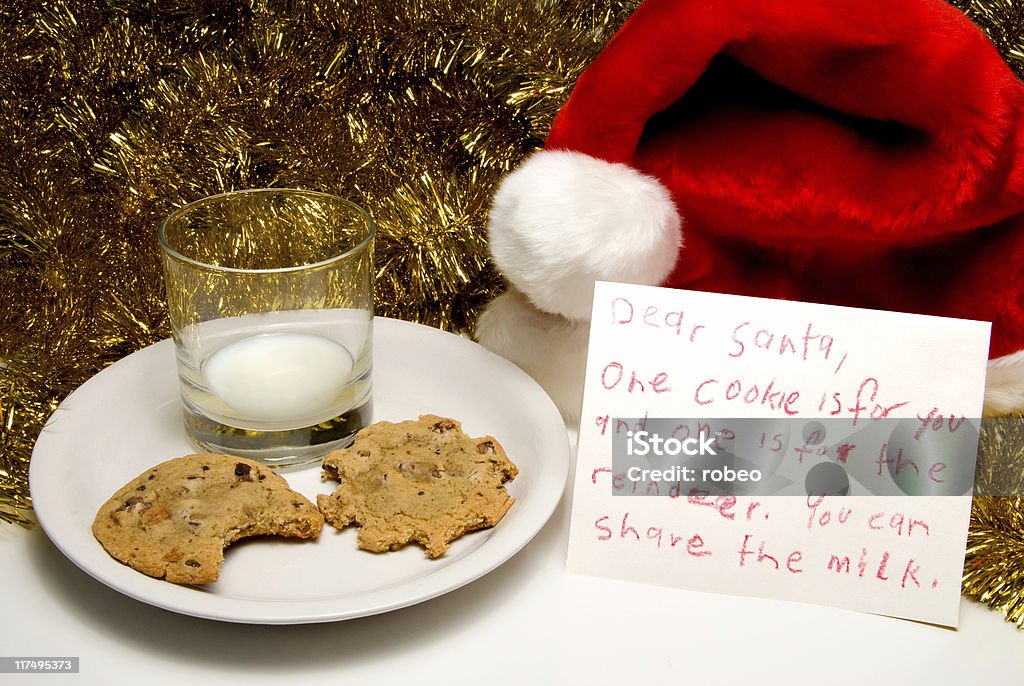 Christmas Cookies and Milk Cookie Stock Photo