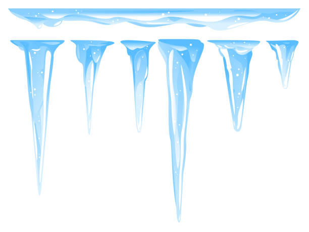 satz von verschiedenen eiszapfen isoliert eiszeichen abbildung - spiked stock-grafiken, -clipart, -cartoons und -symbole