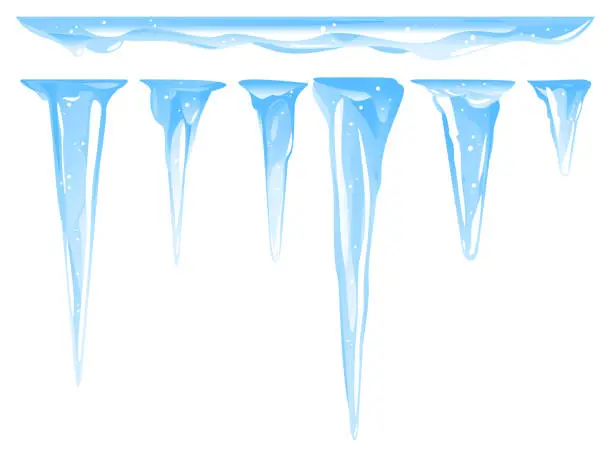 Vector illustration of Set of different icicles isolated illustration