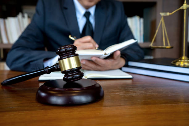 istock Judge lawyer gavel work in office with  balance 1174957847