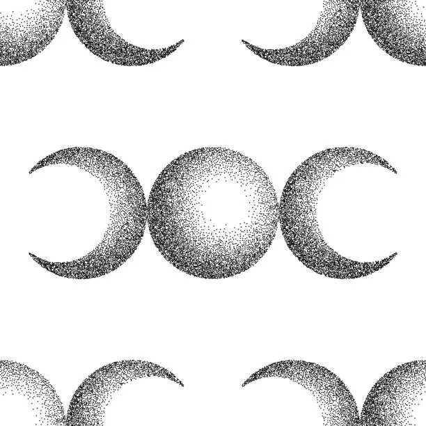 Vector illustration of Triple moon magic and astronomy vecor seamless pattern