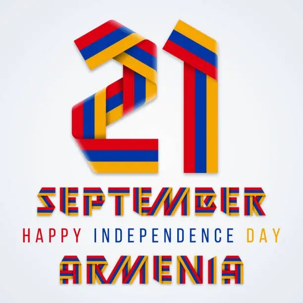 Vector illustration of September 21, Armenia Independence Day congratulatory design with Armenian flag colors. Vector illustration.