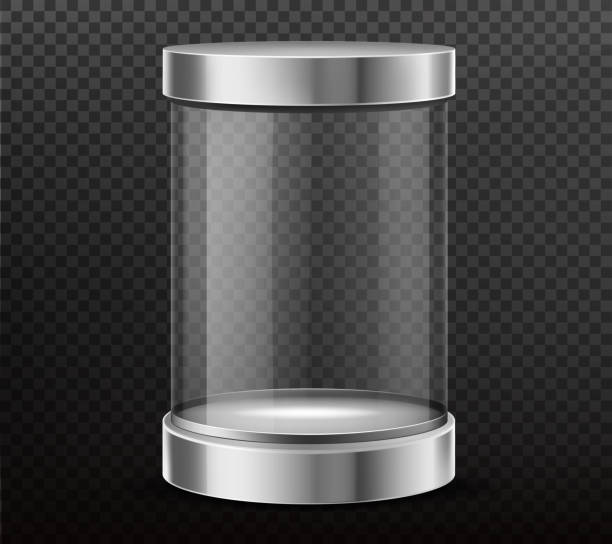 ilustrações, clipart, desenhos animados e ícones de selado, cilindro de vidro cápsula realista vector - cylinder box packaging three dimensional shape