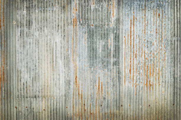 오래된 아연 벽 질감 배경, 아연 도금 금속 패널 시트에 녹슨. - corrugated iron metal iron rusty 뉴스 사진 이미지