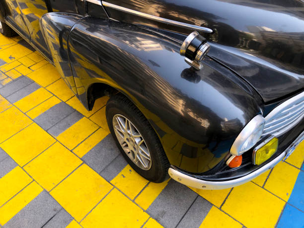 Vintage car and no parking zone.