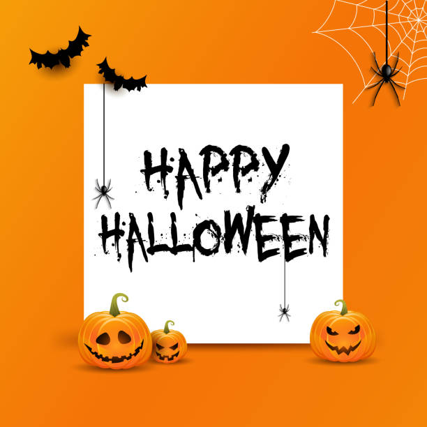 halloweenowe tło z białą spacją na tekst i dynie - frame grunge halloween backgrounds stock illustrations