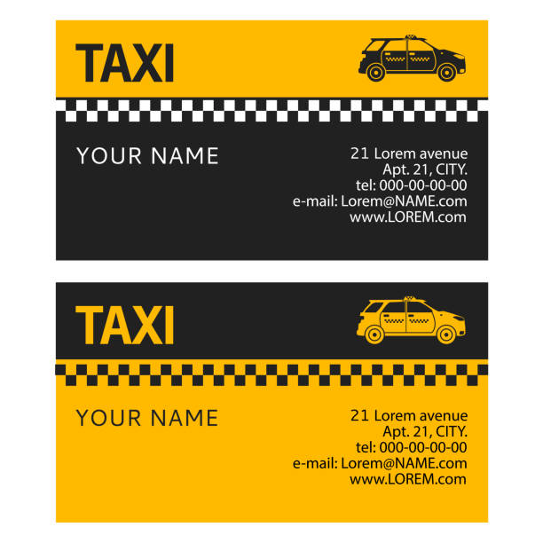 Business card of the taxi. Flat illustration vector. black taxi stock illustrations