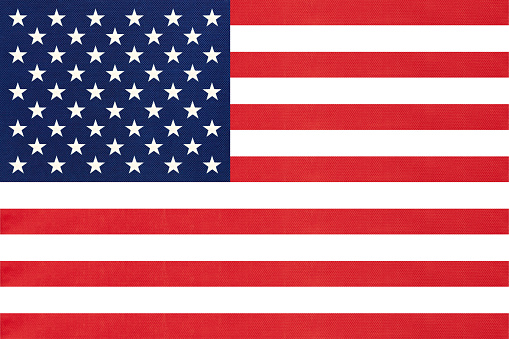 United states of America national fabric flag textile background. Symbol of international world American country.
