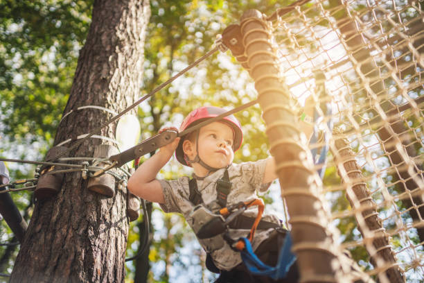 istock Cute little boy in an adventure park 1174981921